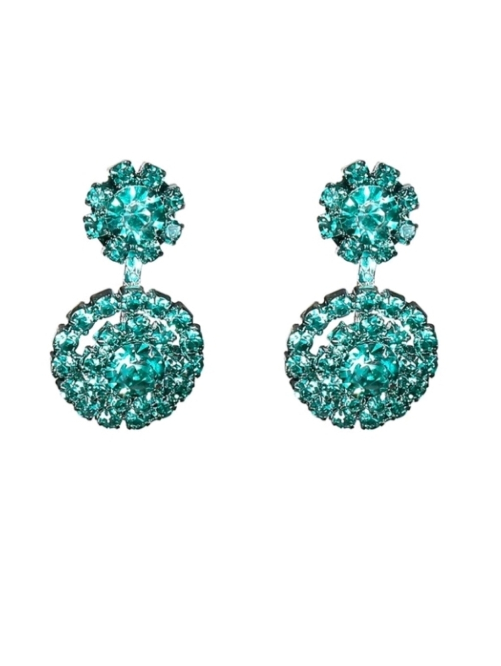 Green Rhinestone Drop Earrings - Picture 3 of 5